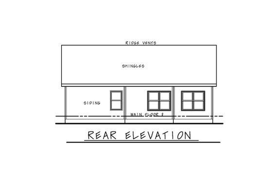 Exterior - Rear Elevation for Farmhouse House Plan #20-2363 - 3 bed, 2 bath