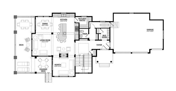 Architectural House Design - Traditional Floor Plan - Main Floor Plan #928-11