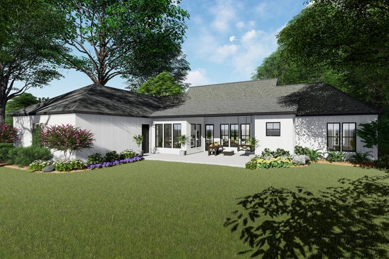 Exterior - Rear Elevation 1 for Farmhouse House Plan #406-9670 - 3 bed, 2 bath