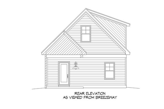 Exterior - Rear Elevation 2 for Country House Plan #932-20 - 3 bed, 2 bath