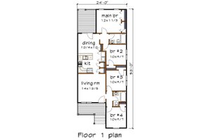 Floor Plan - Main Floor for Cottage House Plan #79-144 - 4 bed, 2 bath