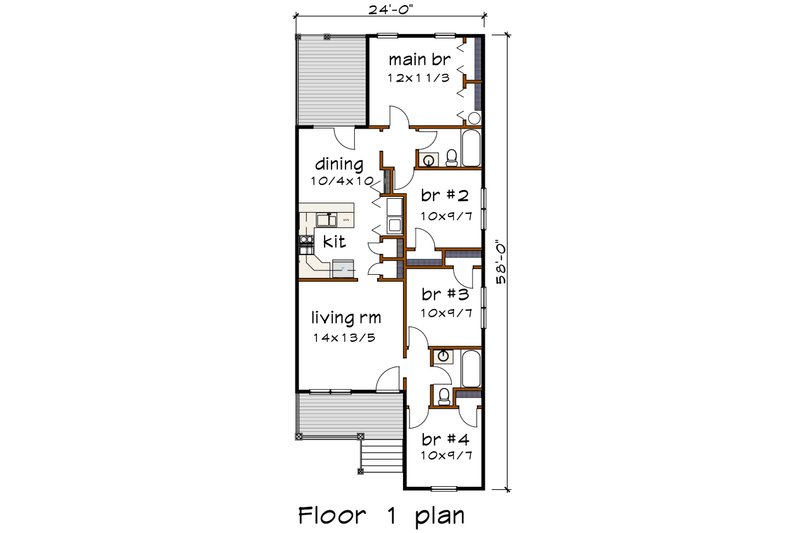 Dream House Plan - Floor Plan - Main Floor for Bungalow House Plan #79-144 - 4 bed, 2 bath