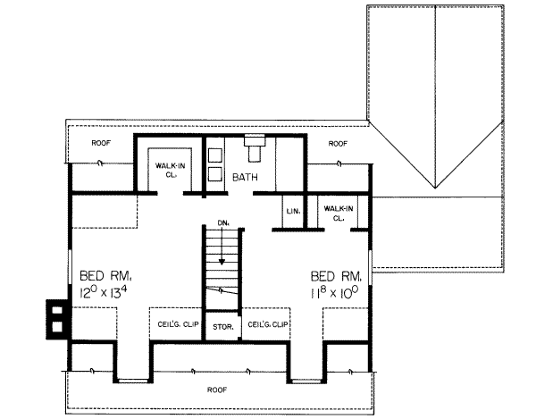 Architectural House Design - Colonial Floor Plan - Upper Floor Plan #72-317