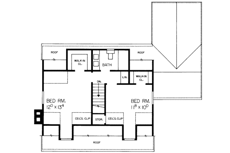 Home Plan - Floor Plan - Upper Floor for Colonial House Plan #72-317 - 3 bed, 1.5 bath