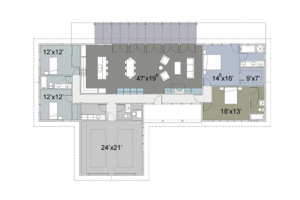Floor Plan - Main Floor for Ranch House Plan #445-6 - 4 bed, 3.5 bath