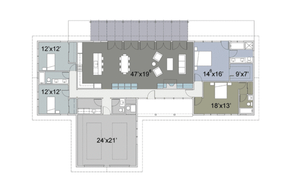 Floor Plan - Main Floor for Ranch House Plan #445-6 - 4 bed, 3.5 bath