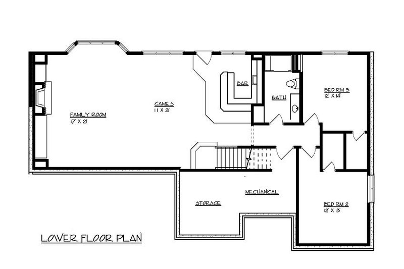 Architectural House Design - Floor Plan - Lower Floor for Traditional House Plan #320-485 - 3 bed, 2.5 bath