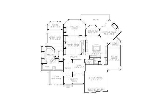 Floor Plan - Main Floor for European House Plan #54-503 - 4 bed, 4.5 bath