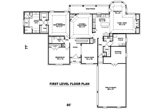 Floor Plan - Main Floor for European House Plan #81-1245 - 4 bed, 3.5 bath