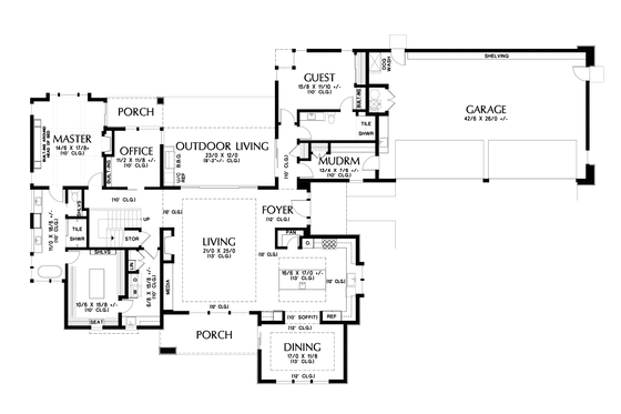 Floor Plan - Main Floor for Contemporary House Plan #48-1004 - 4 bed, 4 bath