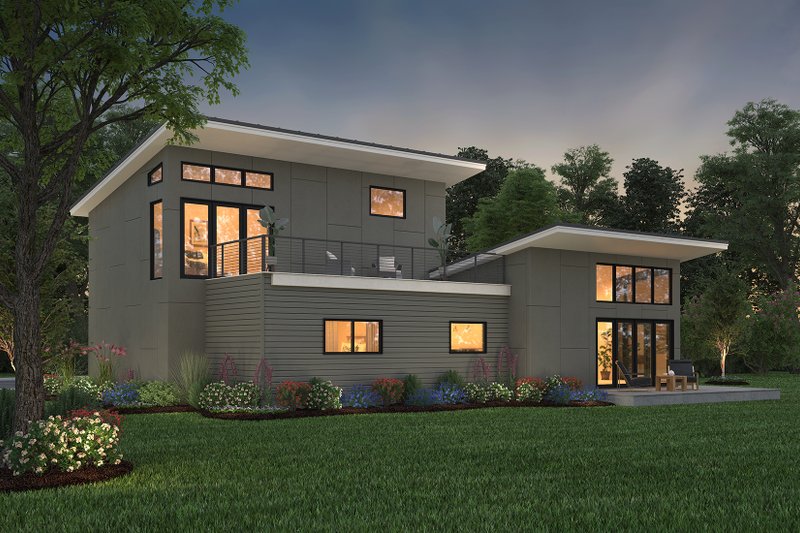 House Blueprint - Exterior - Rear Elevation 4 for Modern House Plan #497-31 - 3 bed, 2 bath