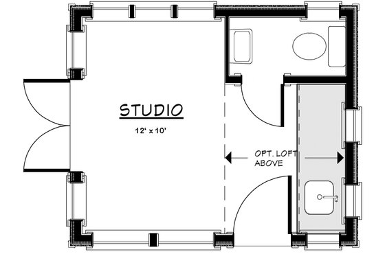 Floor Plan - Main Floor for Prairie House Plan #917-16, 0.5 bath