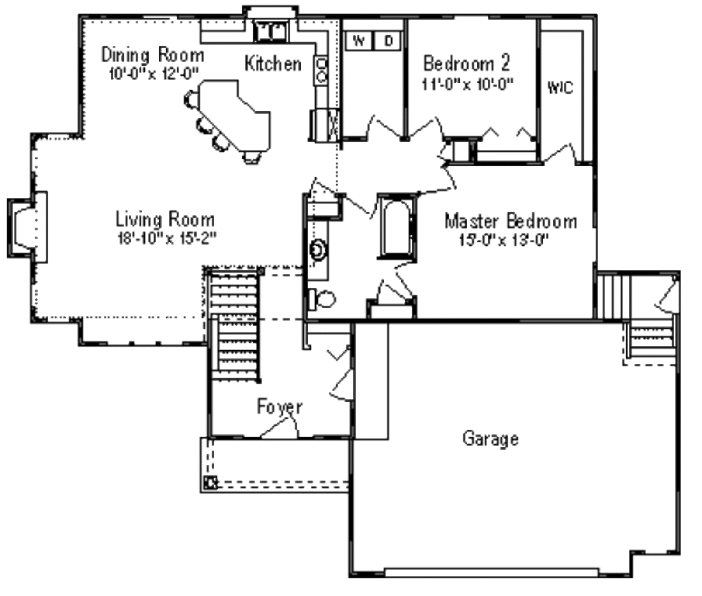 Traditional Style House Plan 3 Beds 1 Baths 1300 Sq/Ft