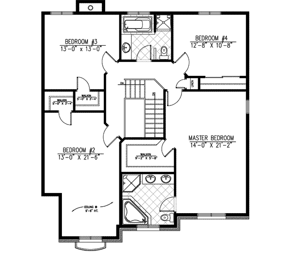 European Floor Plan - Upper Floor Plan #138-167