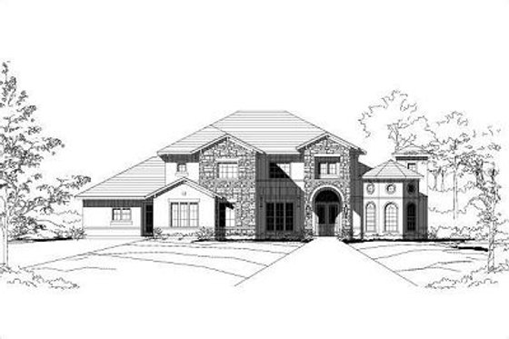 Exterior - Front Elevation for European House Plan #411-544 - 5 bed, 4.5 bath