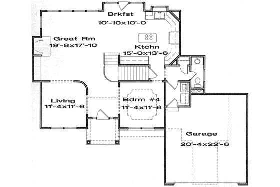 Floor Plan - Main Floor for Traditional House Plan #6-117 - 4 bed, 2.5 bath
