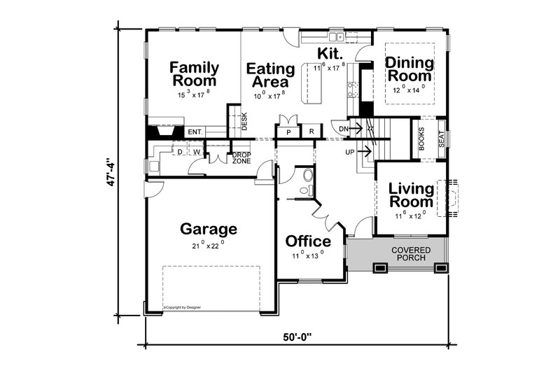 Architectural House Design - Floor Plan - Main Floor for Craftsman House Plan #20-2625 - 5 bed, 2.5 bath