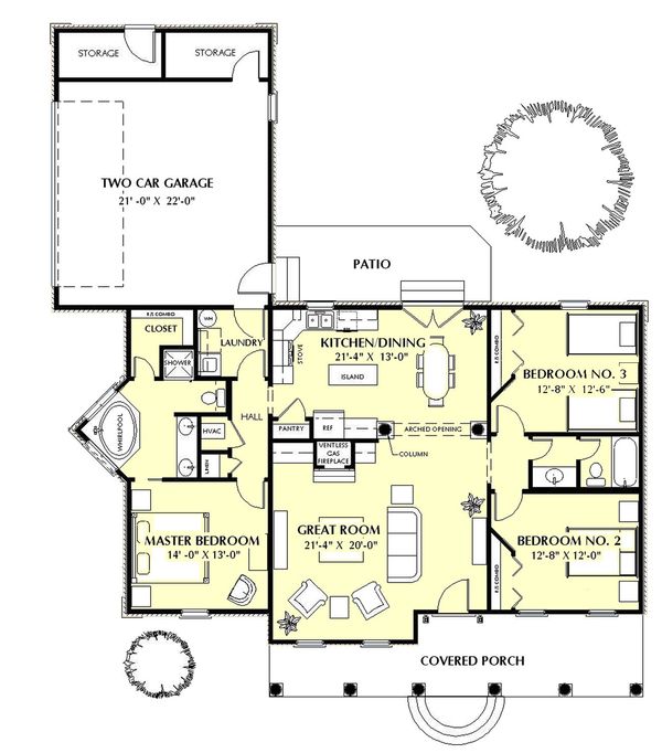 Architectural House Design - Southern Floor Plan - Main Floor Plan #44-152