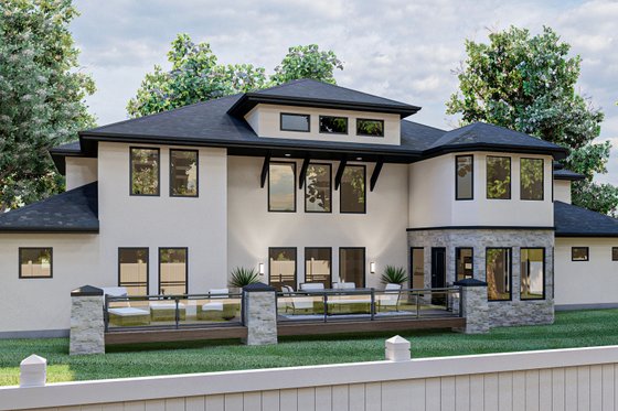 Exterior - Rear Elevation for European House Plan #455-160 - 5 bed, 3.5 bath