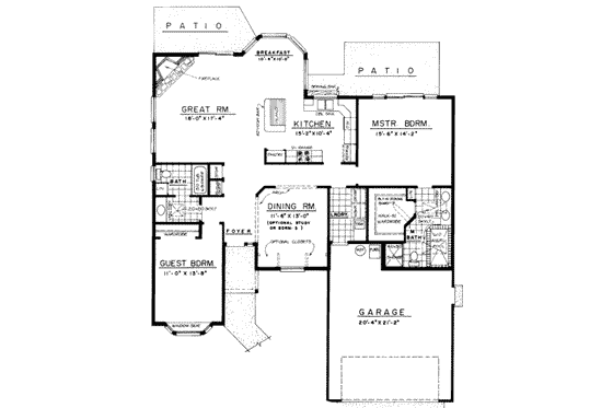 Floor Plan - Main Floor for Traditional House Plan #303-298 - 3 bed, 2 bath