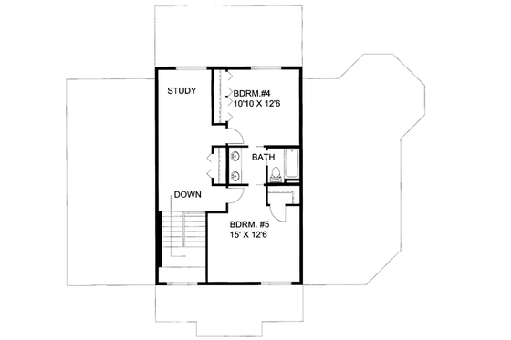 Floor Plan - Upper Floor for Bungalow House Plan #117-641 - 5 bed, 3.5 bath