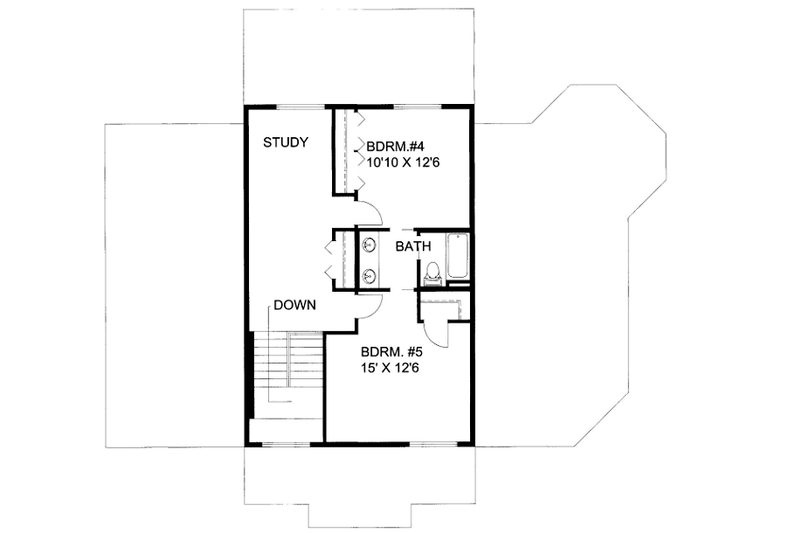 Architectural House Design - Floor Plan - Upper Floor for Bungalow House Plan #117-641 - 5 bed, 3.5 bath