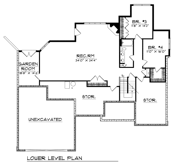 Traditional Floor Plan - Lower Floor Plan #70-336