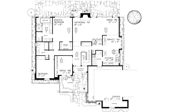 Floor Plan - Main Floor for Traditional House Plan #72-451 - 2 bed, 2 bath