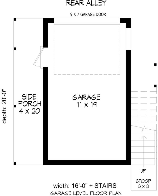 Modern Floor Plan - Lower Floor Plan #932-966