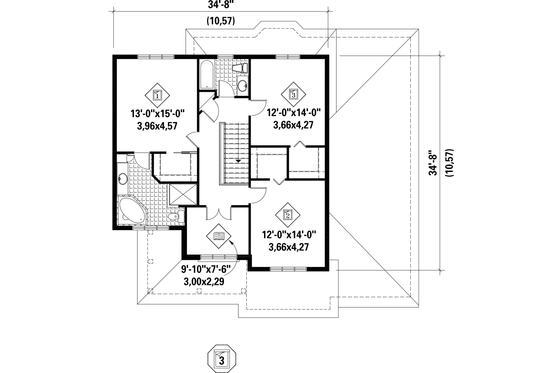 Floor Plan - Upper Floor for Traditional House Plan #25-4403 - 4 bed, 3 bath