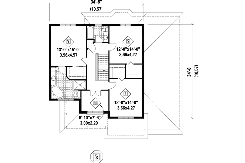 Architectural House Design - Floor Plan - Upper Floor for Traditional House Plan #25-4403 - 4 bed, 3 bath