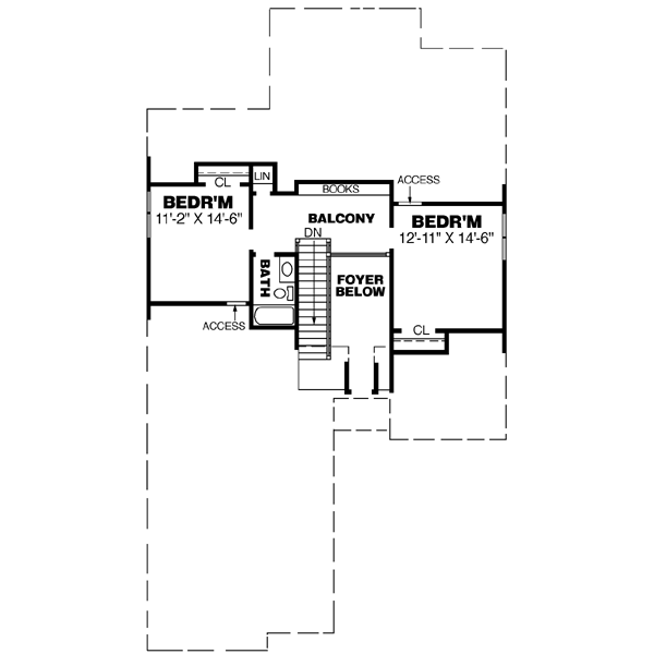 Home Plan - Southern Floor Plan - Upper Floor Plan #34-184