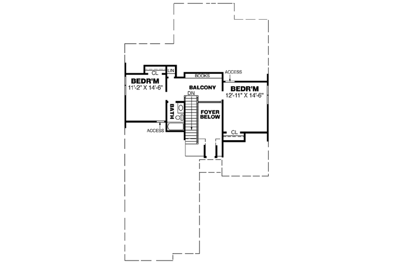 House Blueprint - Floor Plan - Upper Floor for Southern House Plan #34-184 - 3 bed, 2 bath