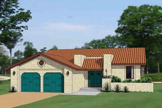 Exterior - Front Elevation for Adobe / Southwestern House Plan #116-294 - 3 bed, 2.5 bath