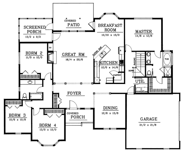 Traditional Floor Plan - Main Floor Plan #101-103
