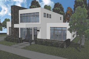 Modern style home design, front elevation