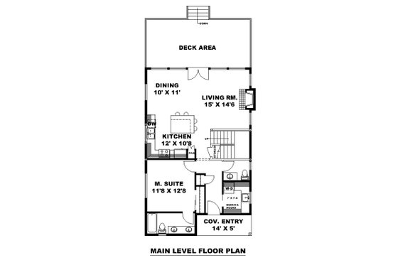 Floor Plan - Main Floor for Cabin House Plan #117-1030 - 3 bed, 2.5 bath