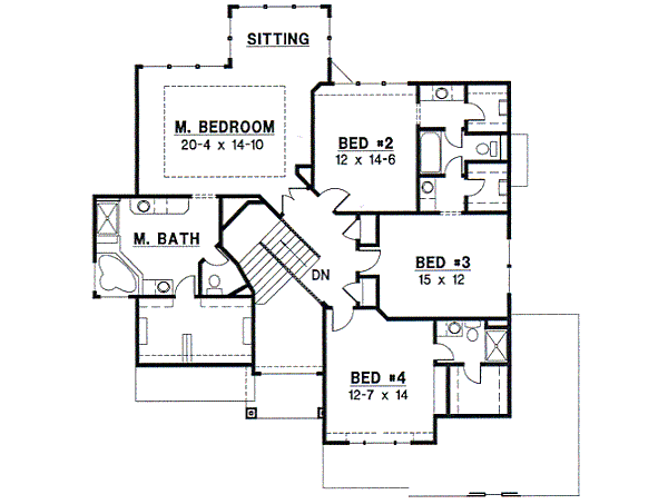 European Floor Plan - Upper Floor Plan #67-576