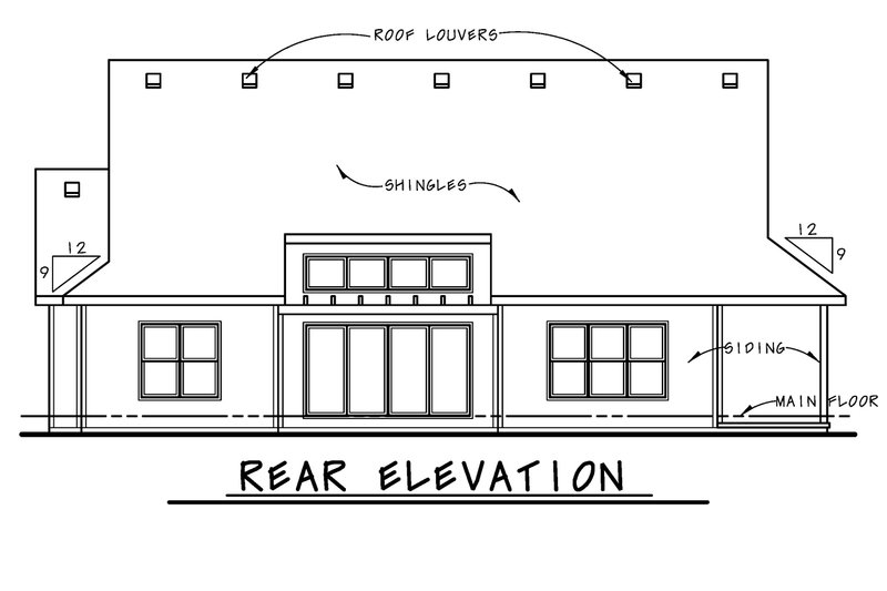 House Blueprint - Exterior - Rear Elevation for Craftsman House Plan #20-2609 - 2 bed, 2 bath