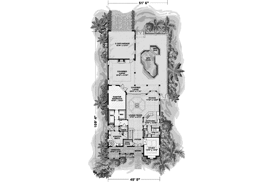 Floor Plan - Main Floor for Southern House Plan #27-301 - 3 bed, 3.5 bath