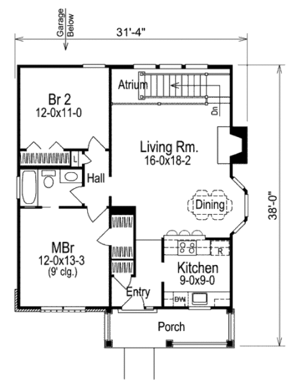 Architectural House Design - Cottage Floor Plan - Main Floor Plan #57-310