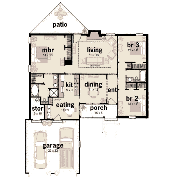 Home Plan - Ranch Floor Plan - Main Floor Plan #36-120