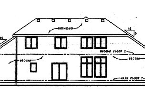 Exterior - Rear Elevation for Traditional House Plan #20-1773 - 4 bed, 3 bath