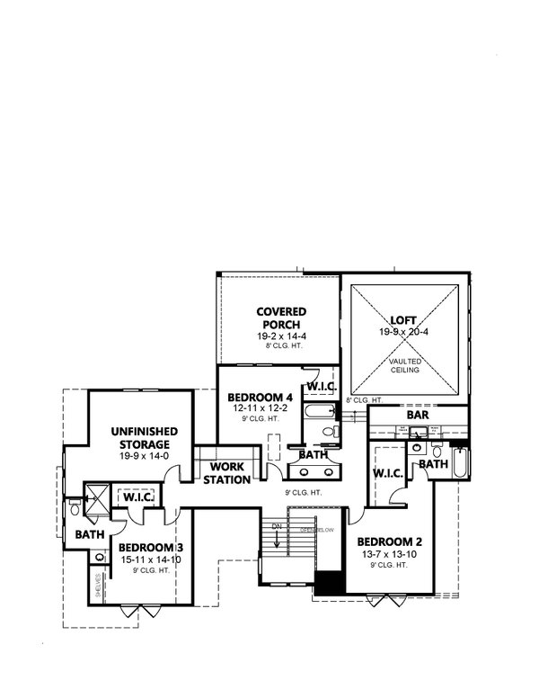 Modern Floor Plan - Upper Floor Plan #1080-26