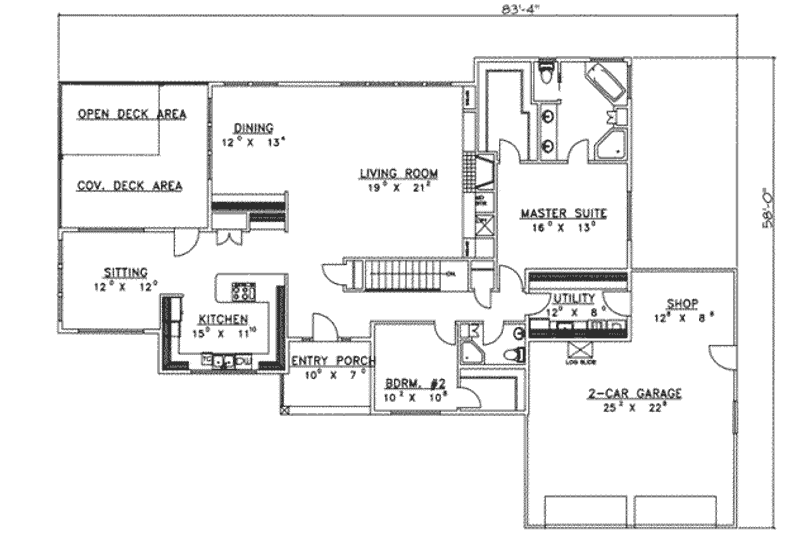 Home Plan - Floor Plan - Main Floor for Traditional House Plan #117-238 - 4 bed, 3 bath