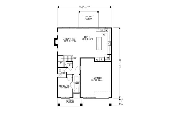 Floor Plan - Main Floor for Craftsman House Plan #53-572 - 5 bed, 2.5 bath
