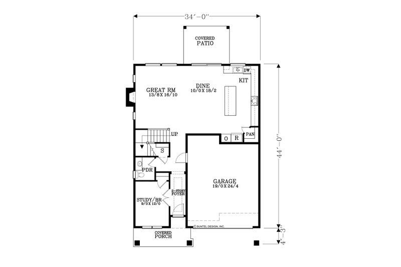 House Blueprint - Floor Plan - Main Floor for Craftsman House Plan #53-572 - 5 bed, 2.5 bath