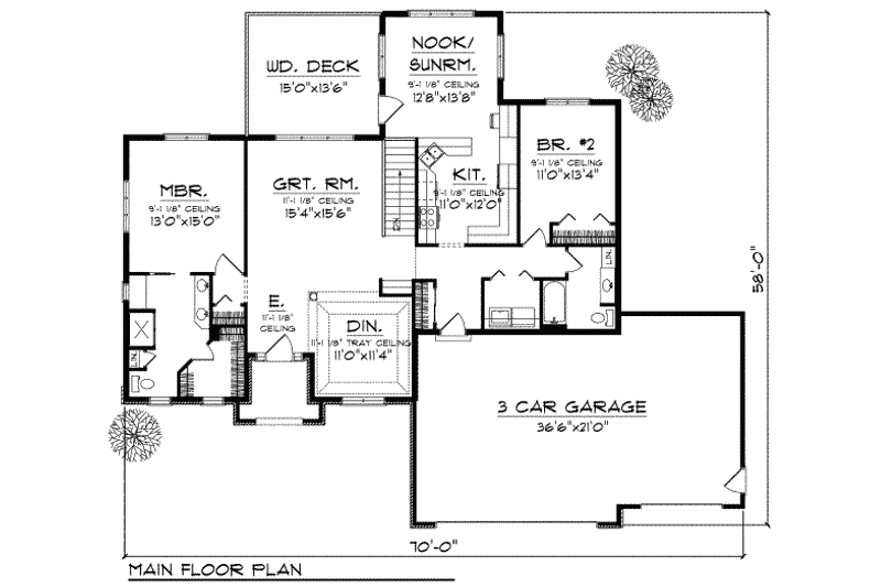 Home Plan - Floor Plan - Main Floor for European House Plan #70-689 - 3 bed, 2.5 bath
