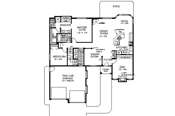 Floor Plan - Main Floor for Traditional House Plan #18-281 - 3 bed, 2 bath