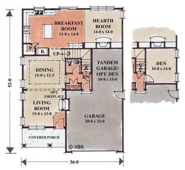 House Plan Design - Traditional Floor Plan - Main Floor Plan #20-1848
